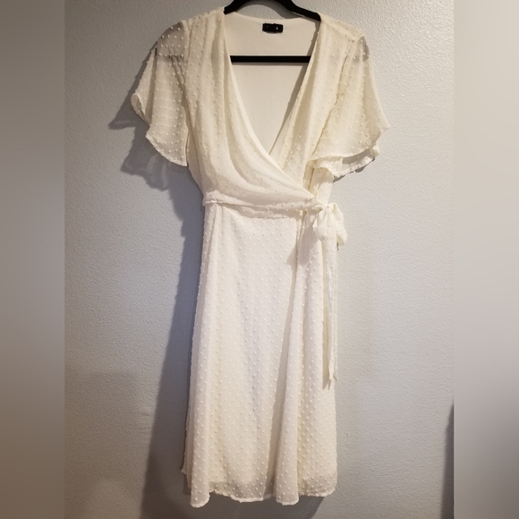 Womens Tacera Swiss Dots Wrap Dress Off White M - Picture 1 of 9
